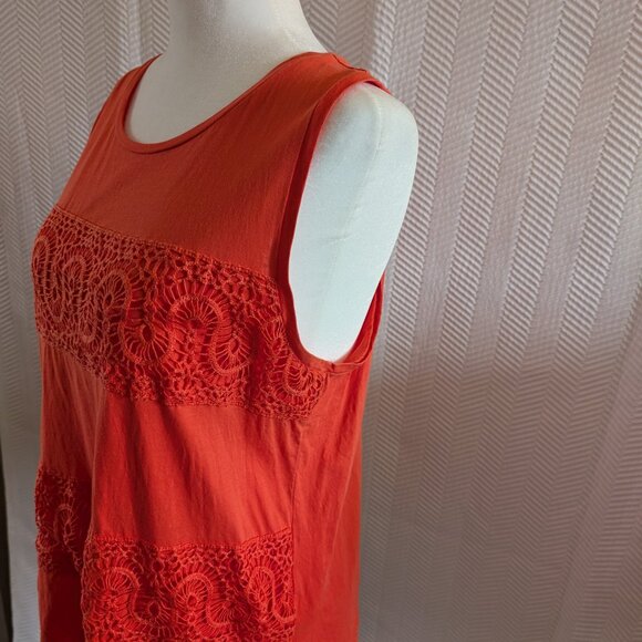 J.Crew Orange Sleeveless Embroidered Lace Trim Top Size Small Tank Summer - Picture 3 of 9